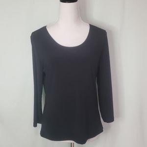 Susan Lawrence Black ¾ Sleeves U Neckline Size Large